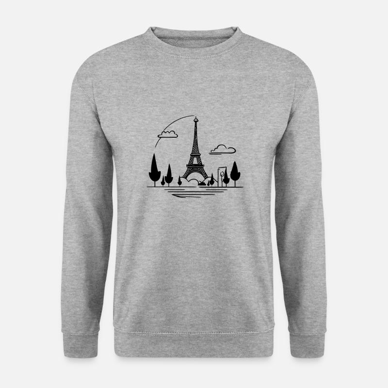 Eiffelturm - Unisex Pullover - Weißgrau meliert
