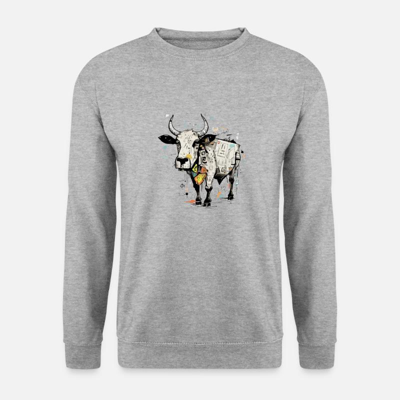 Reise mit der Kuh - Unisex Pullover - Weißgrau meliert