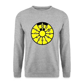 TÜV Plakette , färb- und drehbar - Unisex Pullover - Weißgrau meliert - Vorne - Alina (178cm) & Michal (187cm)