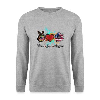 peace love america 1 png - Unisex Sweatshirt - salt & pepper - Front - Alina (178cm) & Michal (187cm)