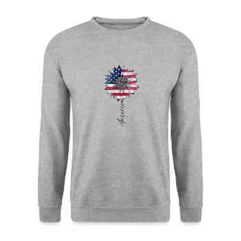 america 111 png - Unisex Sweatshirt - salt & pepper - Front - Alina (178cm) & Michal (187cm)