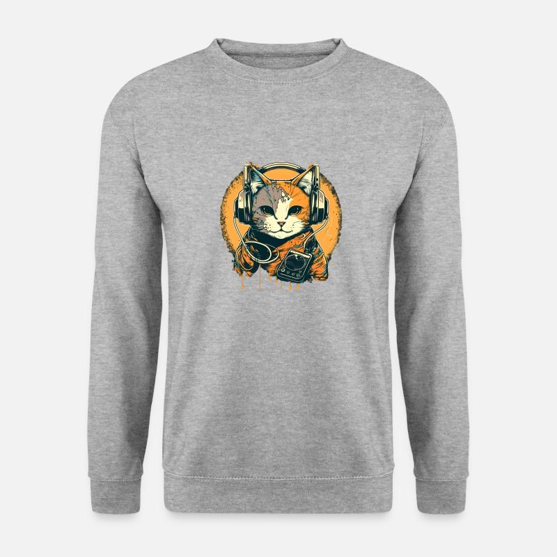 Street Art Cat - Unisex Pullover - Weißgrau meliert