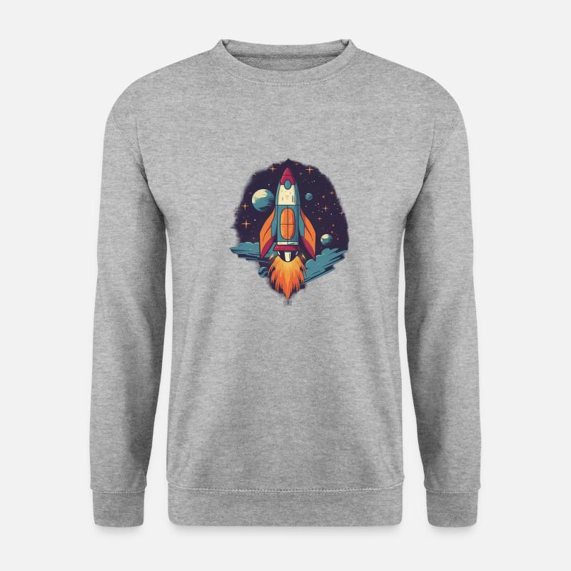 Whimsy Rocket: Galaktisches Abenteuer! - Unisex Pullover - Weißgrau meliert