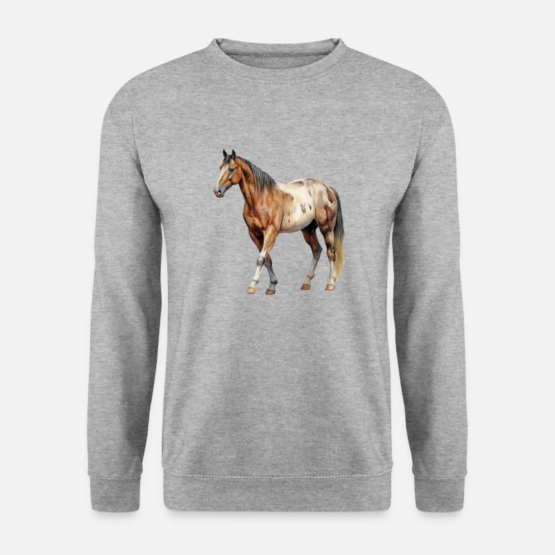Pferd - Unisex Pullover - Weißgrau meliert