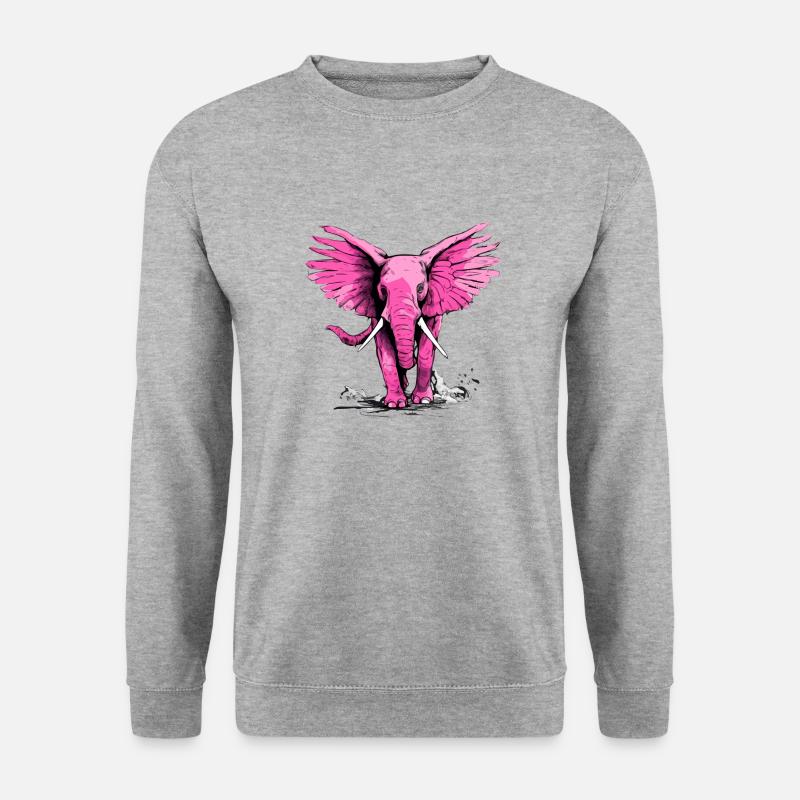 Lolo, der rosa Elefant - Unisex Pullover - Weißgrau meliert