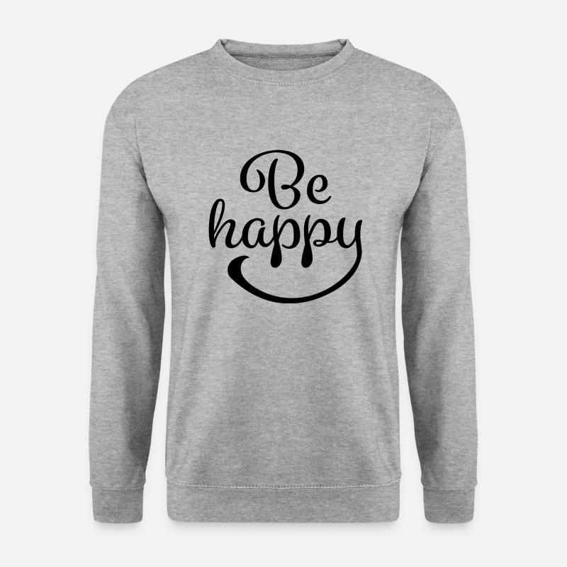 Be Happy - Unisex Pullover - Weißgrau meliert