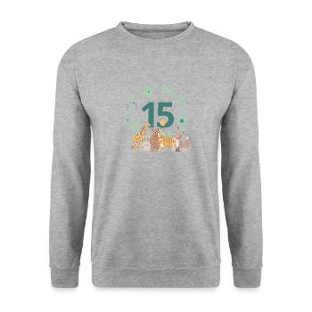 15th anniversary - animal birthday - Unisex Sweatshirt - salt & pepper - Front - Alina (178cm) & Michal (187cm)