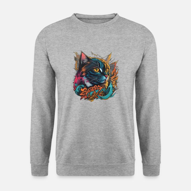 Beautiful Cat Design - Unisex Pullover - Weißgrau meliert
