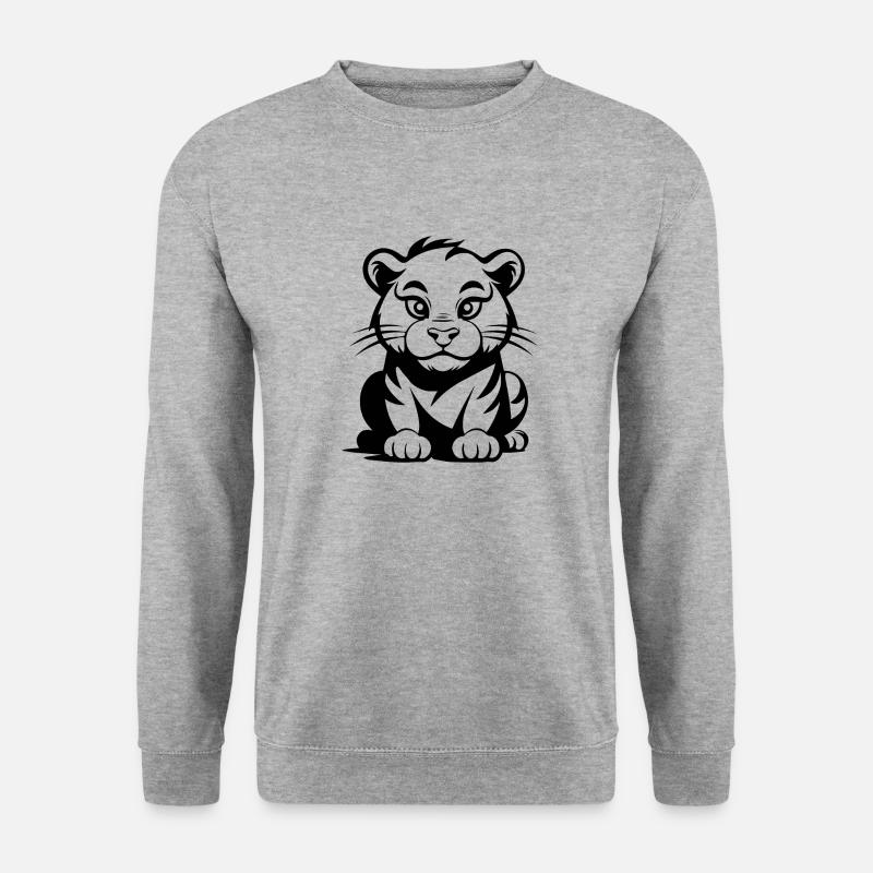 Tiger Raubkatze - Unisex Pullover - Weißgrau meliert