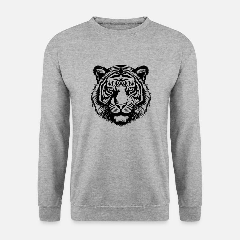 Tiger Raubkatze - Unisex Pullover - Weißgrau meliert