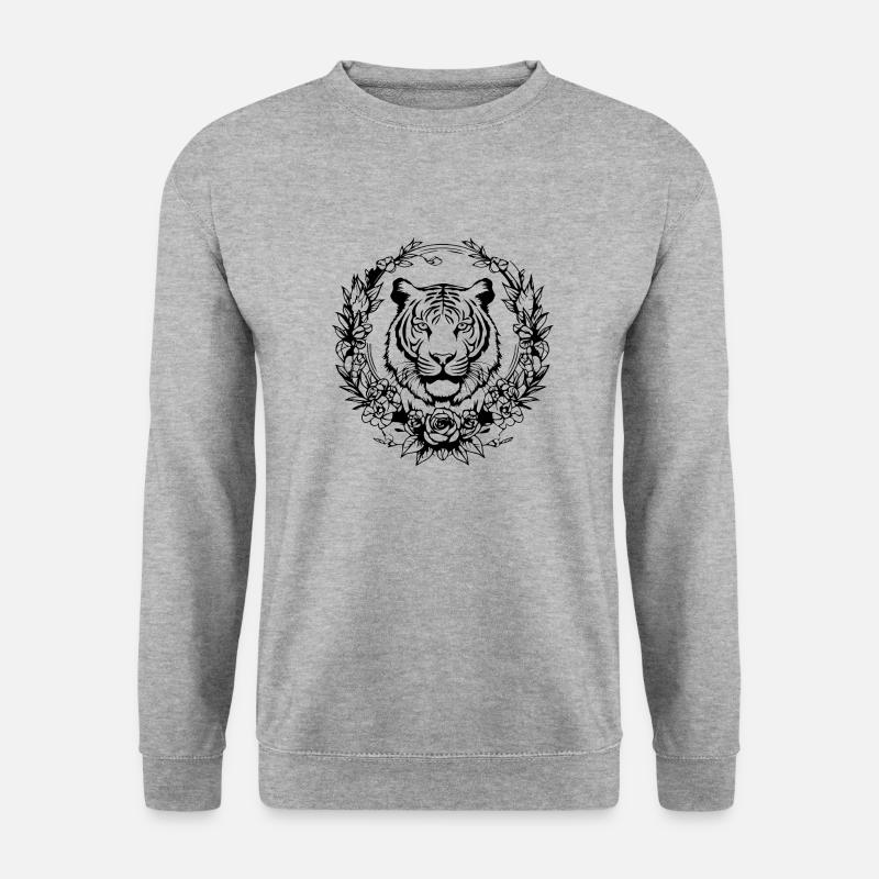 Tiger Raubkatze - Unisex Pullover - Weißgrau meliert