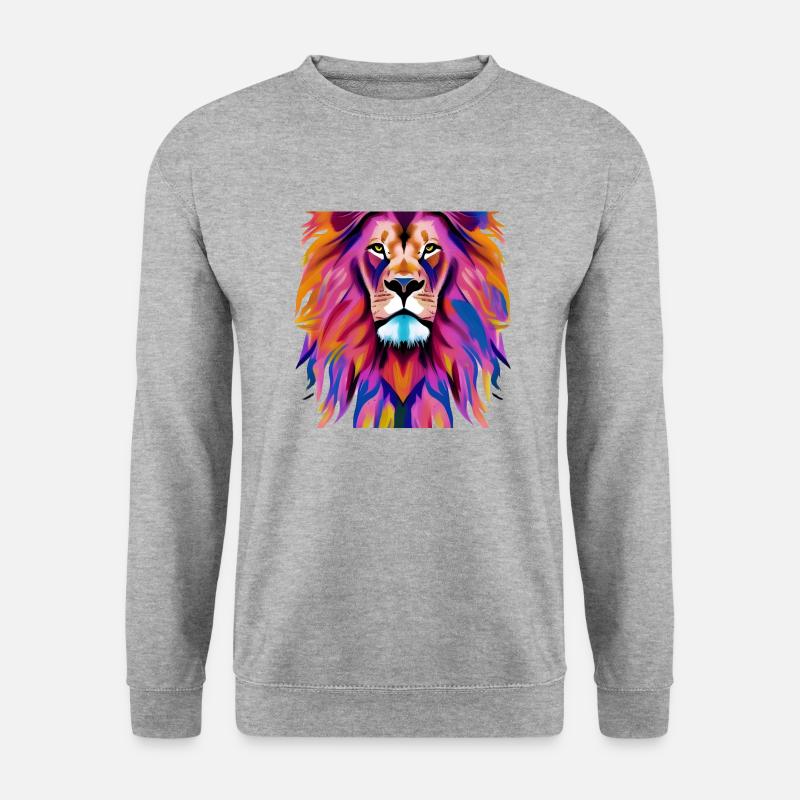 Löwe Löwenkopf - Unisex Pullover - Weißgrau meliert
