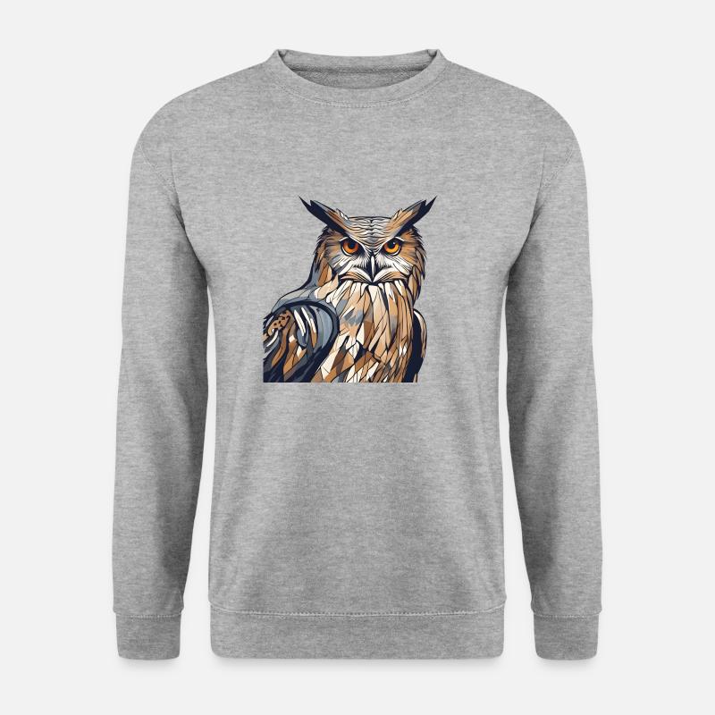 Eagle Owl - Unisex Pullover - Weißgrau meliert