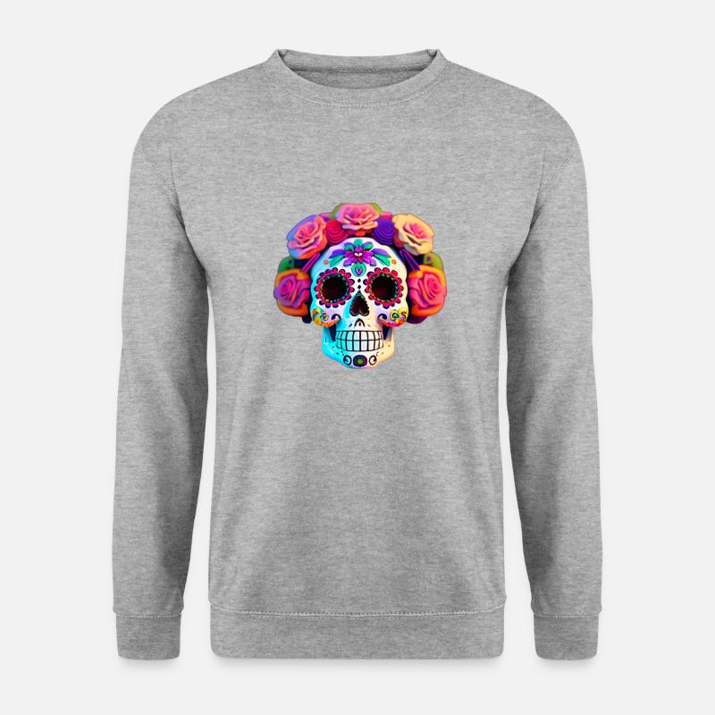 Dia de los Muertos - Unisex Pullover - Weißgrau meliert