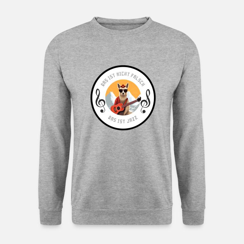 Lama spielt Ukulele - Unisex Pullover - Weißgrau meliert