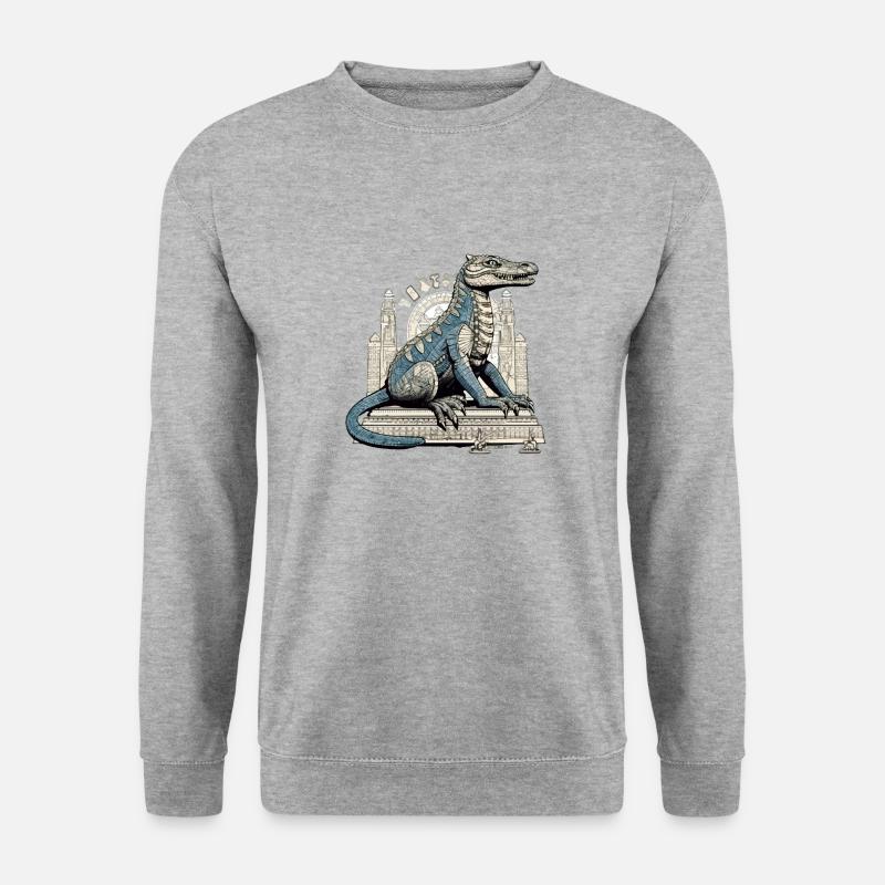 Ägyptisches Krokodil - Unisex Pullover - Weißgrau meliert