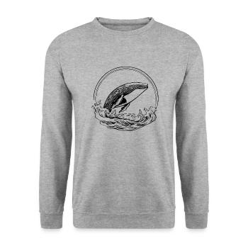 Whale Sea Fish - Unisex Sweatshirt - salt & pepper - Front - Alina (178cm) & Michal (187cm)