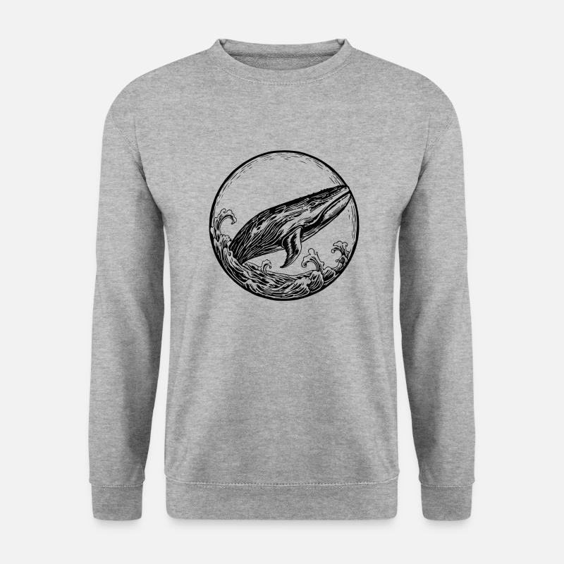 Wal Meer Fische - Unisex Pullover - Weißgrau meliert