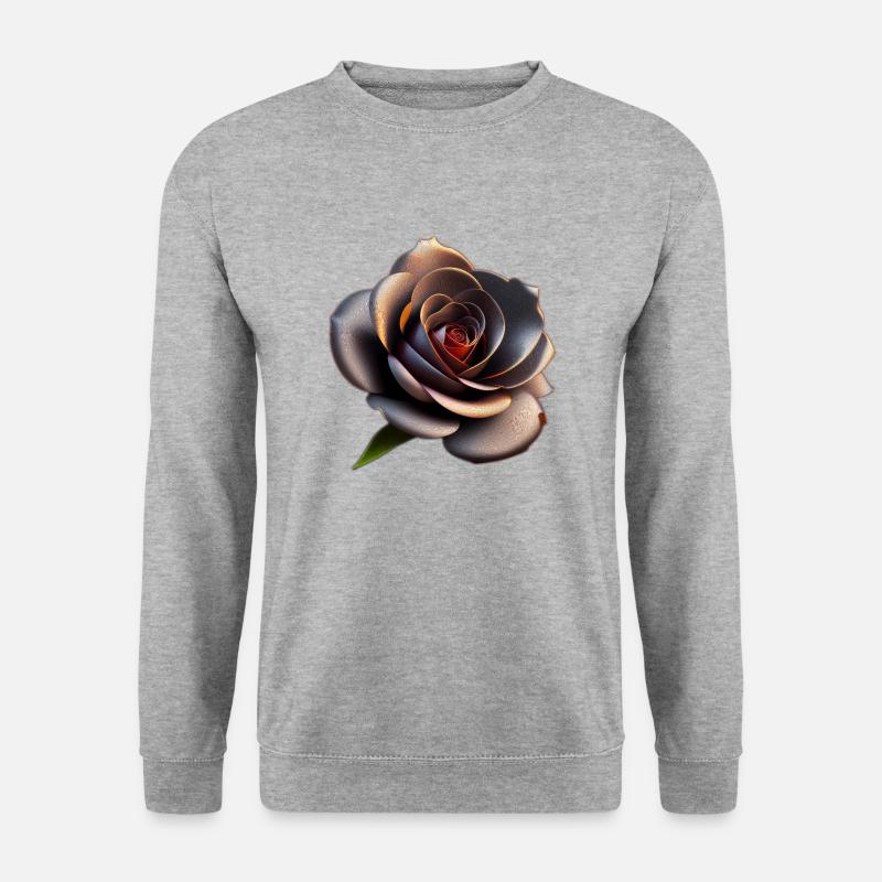 Schwarze Rose - Unisex Pullover - Weißgrau meliert