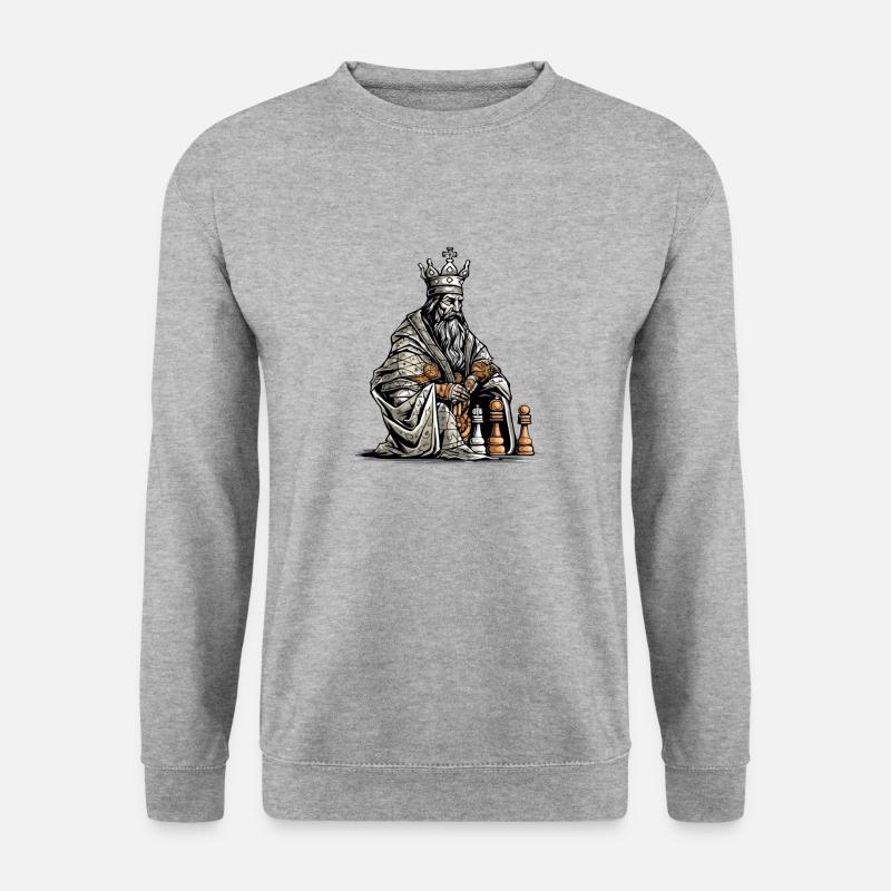 Der nachdenkliche König - Unisex Pullover - Weißgrau meliert