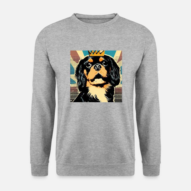 König Charles Spaniel - Unisex Pullover - Weißgrau meliert