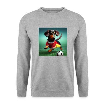Teckel jouant au football - Sweat-shirt Unisexe - gris chiné - Devant - Alina (178cm) & Michal (187cm)