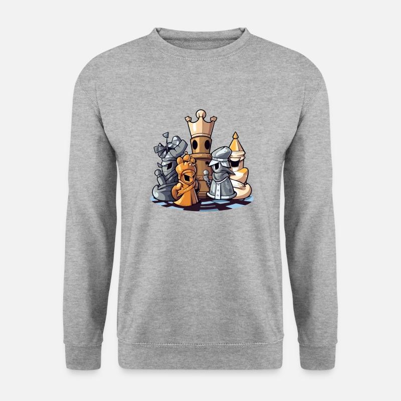 Schachfiguren Nr. 5 - Unisex Pullover - Weißgrau meliert