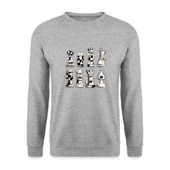 Chess Pieces No. 4 - Unisex Sweatshirt - salt & pepper - Front - Alina (178cm) & Michal (187cm)