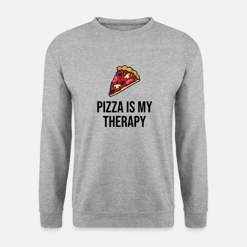 Pizza is my Therapy - Unisex Pullover - Weißgrau meliert