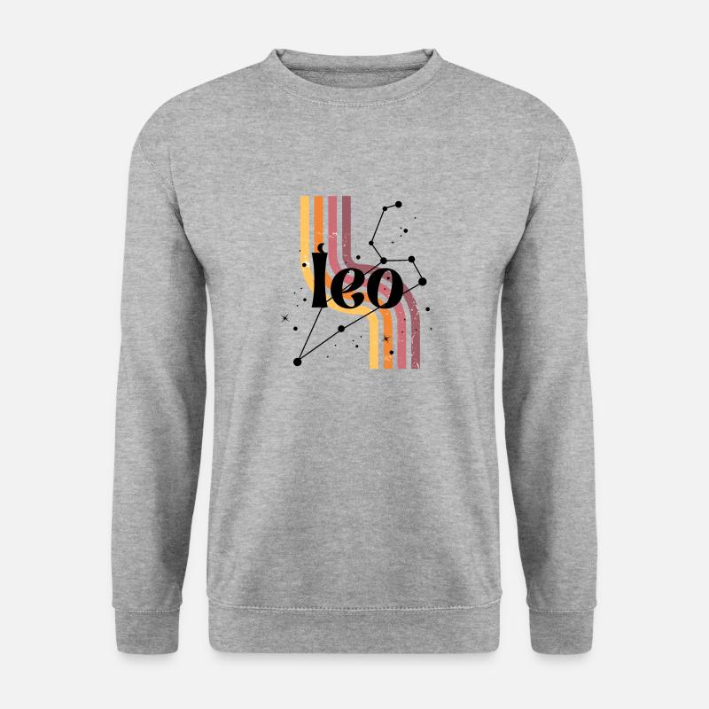 Löwe-Retro-Horoskop - Unisex Pullover - Weißgrau meliert