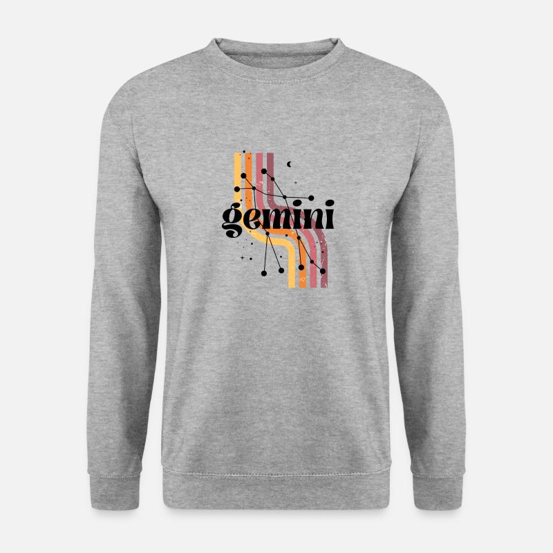Zwillinge Retro-Horoskop - Unisex Pullover - Weißgrau meliert