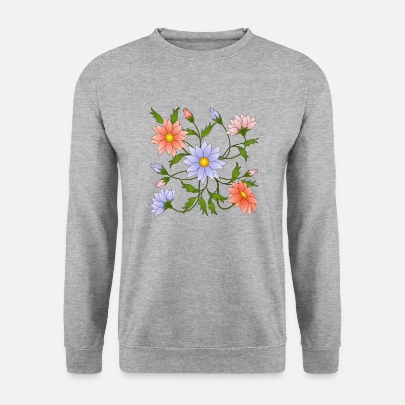 Blumen - Unisex Pullover - Weißgrau meliert