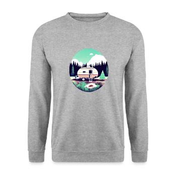 Camping Caravane Camp Tentes Cadeaux Camping-car - Sweat-shirt Unisexe - gris chiné - Devant - Alina (178cm) & Michal (187cm)