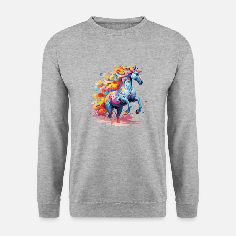 eindrucksvolles Pferd - Unisex Pullover - Weißgrau meliert