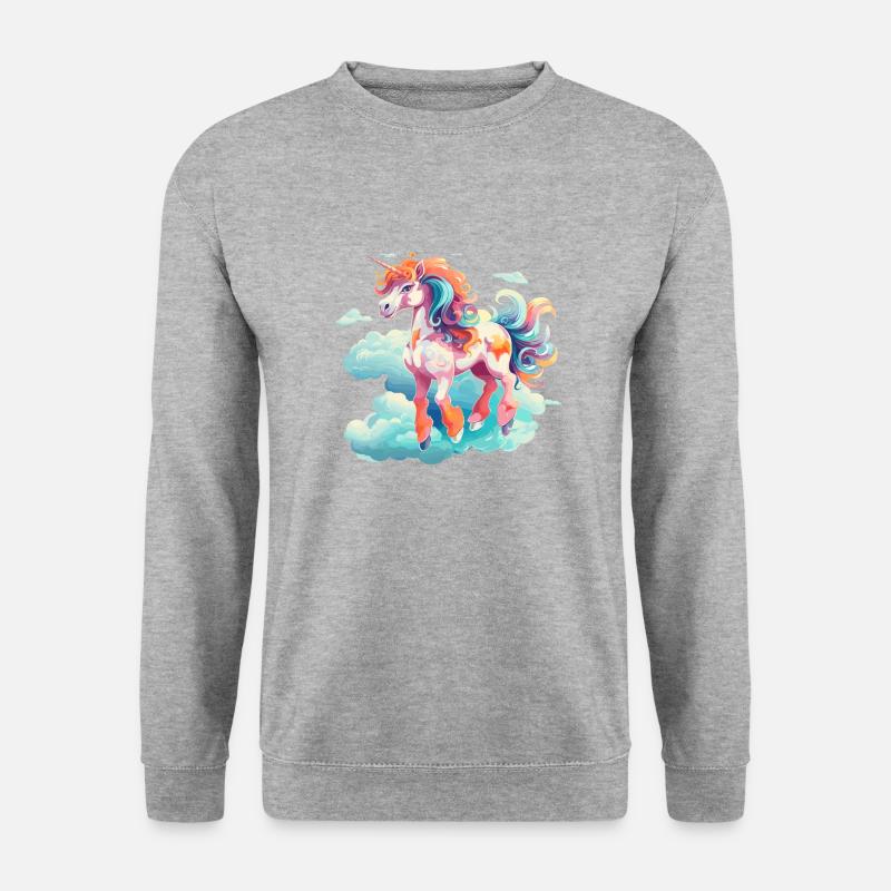 schönes Einhorn - Unisex Pullover - Weißgrau meliert