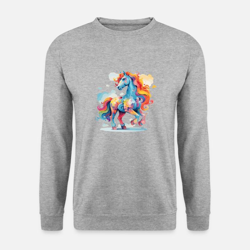 das bunte Pony - Unisex Pullover - Weißgrau meliert