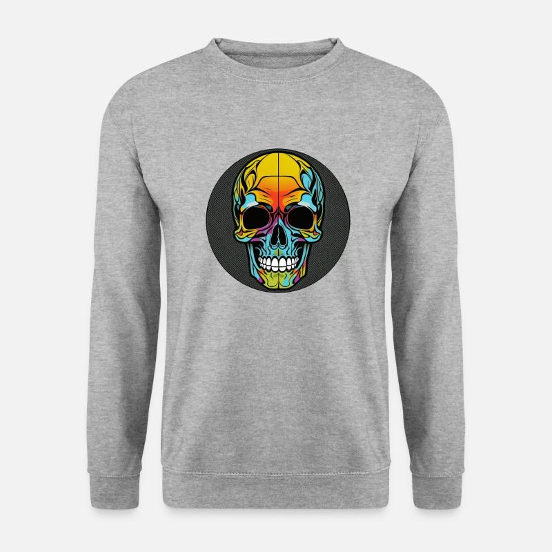 Skull bunt mit rand - Unisex Pullover - Weißgrau meliert
