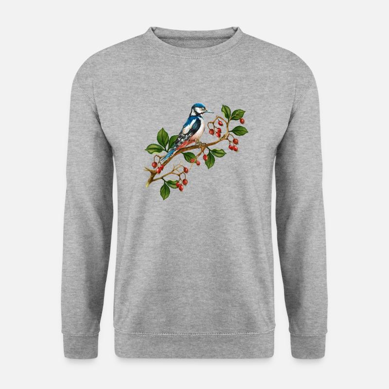 Bunter Vogel - Unisex Pullover - Weißgrau meliert