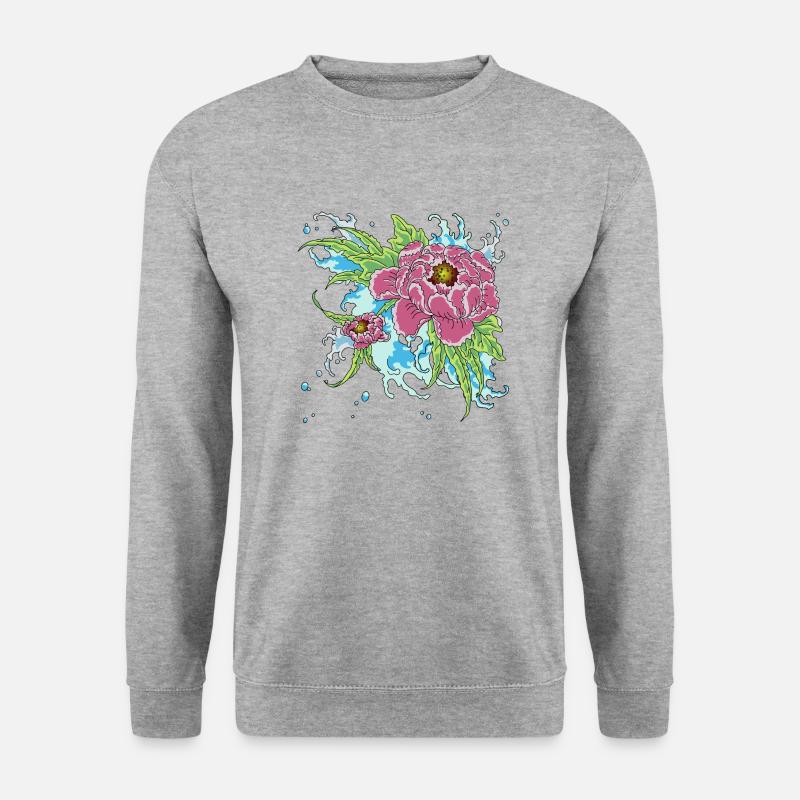 Pfingstrose 1 - Unisex Pullover - Weißgrau meliert