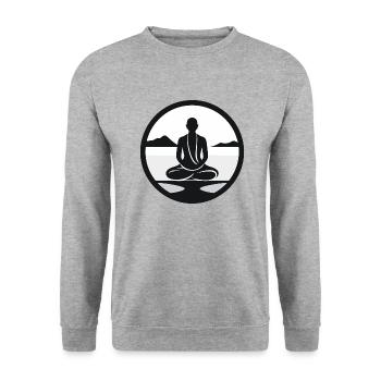 schlichte Meditation - Unisex Pullover - Weißgrau meliert - Vorne - Alina (178cm) & Michal (187cm)