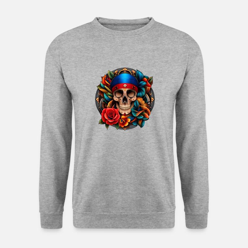 Piraten Totenkopf - Unisex Pullover - Weißgrau meliert