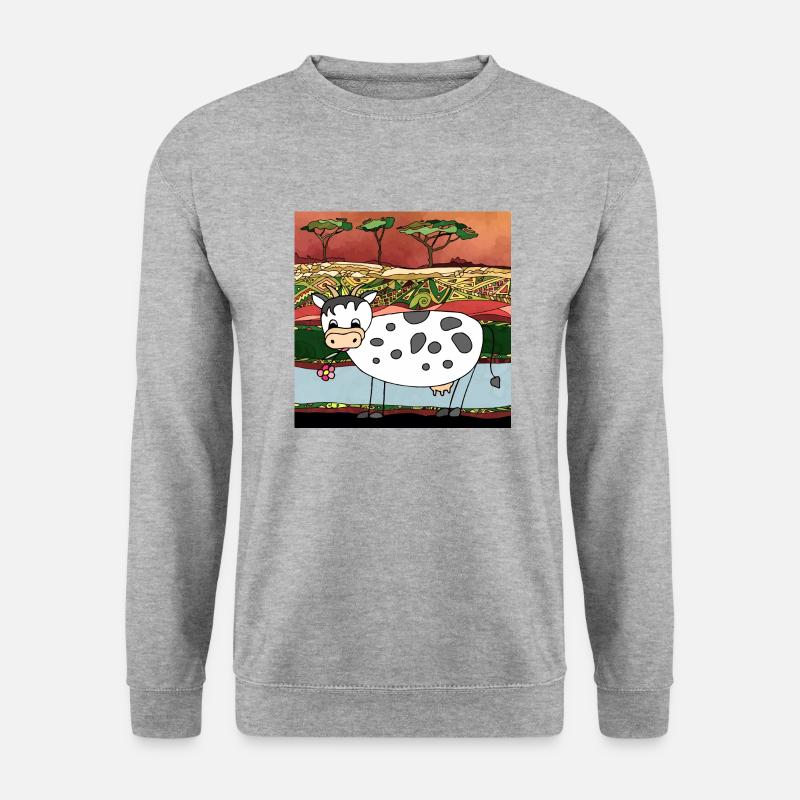 Kuh - Unisex Pullover - Weißgrau meliert
