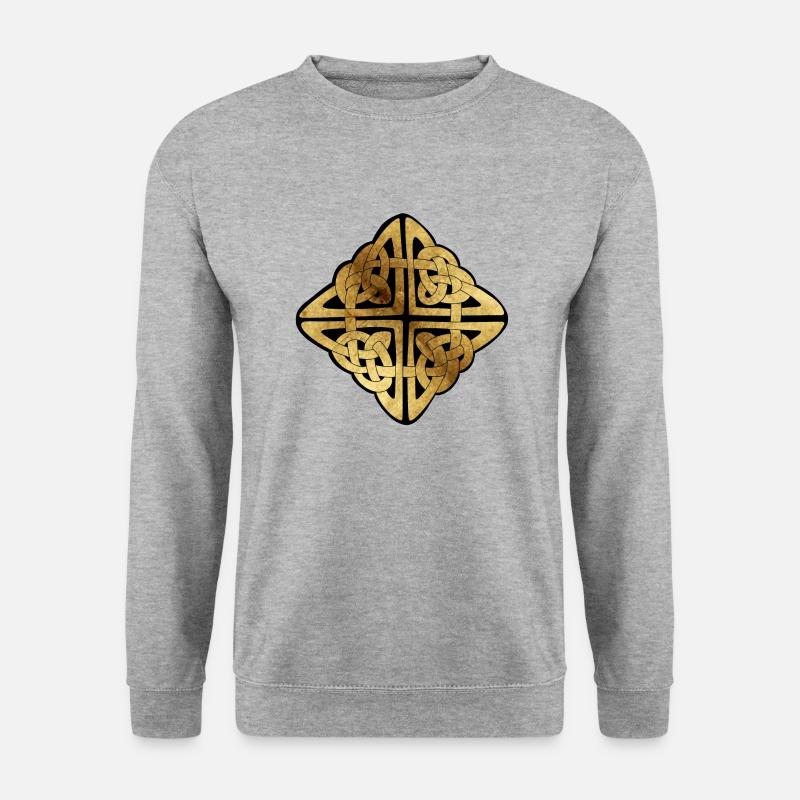Celtic5 Pergament schwarzer Hintergrund - Unisex Pullover - Weißgrau meliert