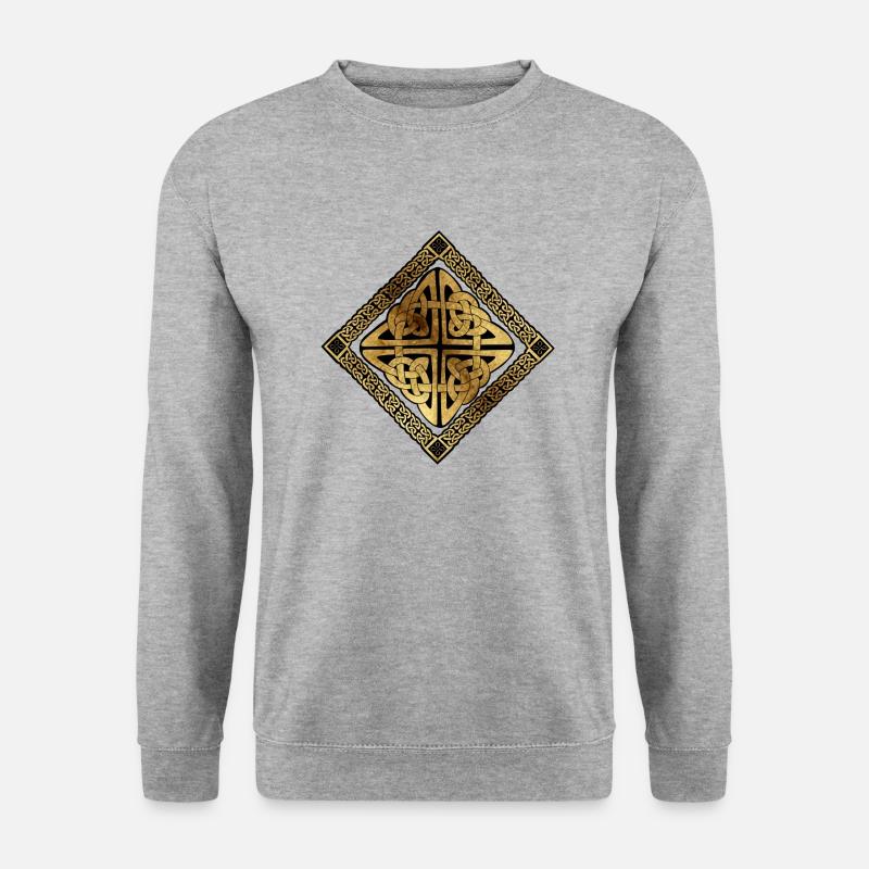 Keltisch6 Pergament mit schwarzem Hintergrund - Unisex Pullover - Weißgrau meliert