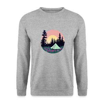 Camping Caravane Camp Tentes Cadeaux Camping-car - Sweat-shirt Unisexe - gris chiné - Devant - Alina (178cm) & Michal (187cm)
