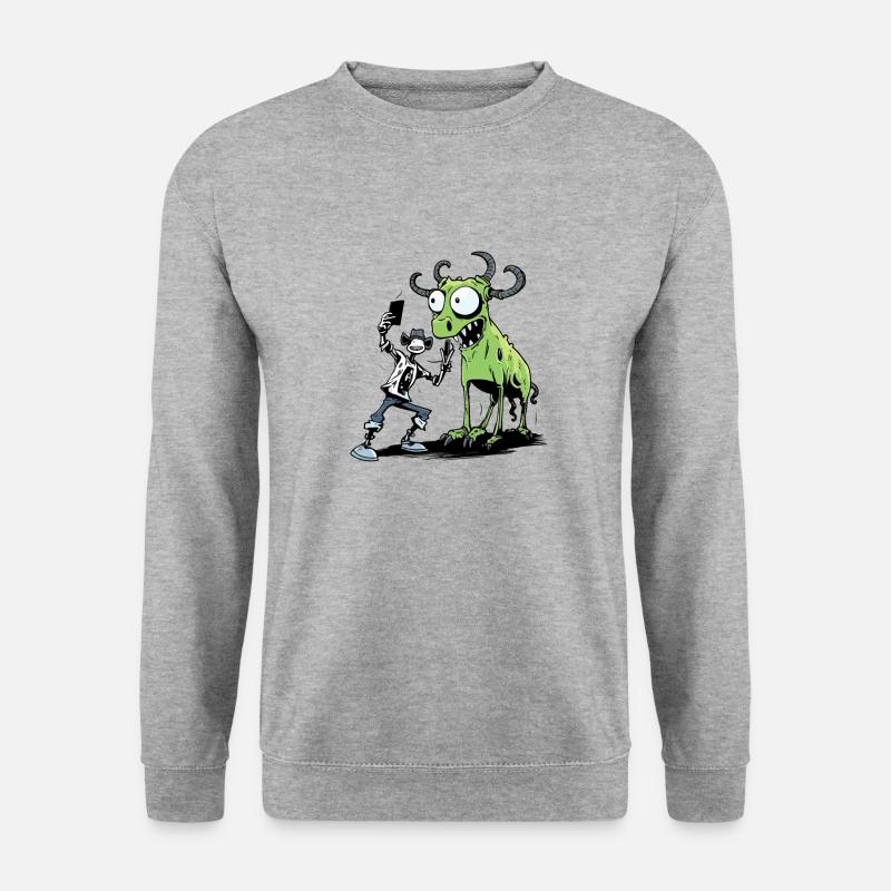 Selfie Alien - Unisex Pullover - Weißgrau meliert