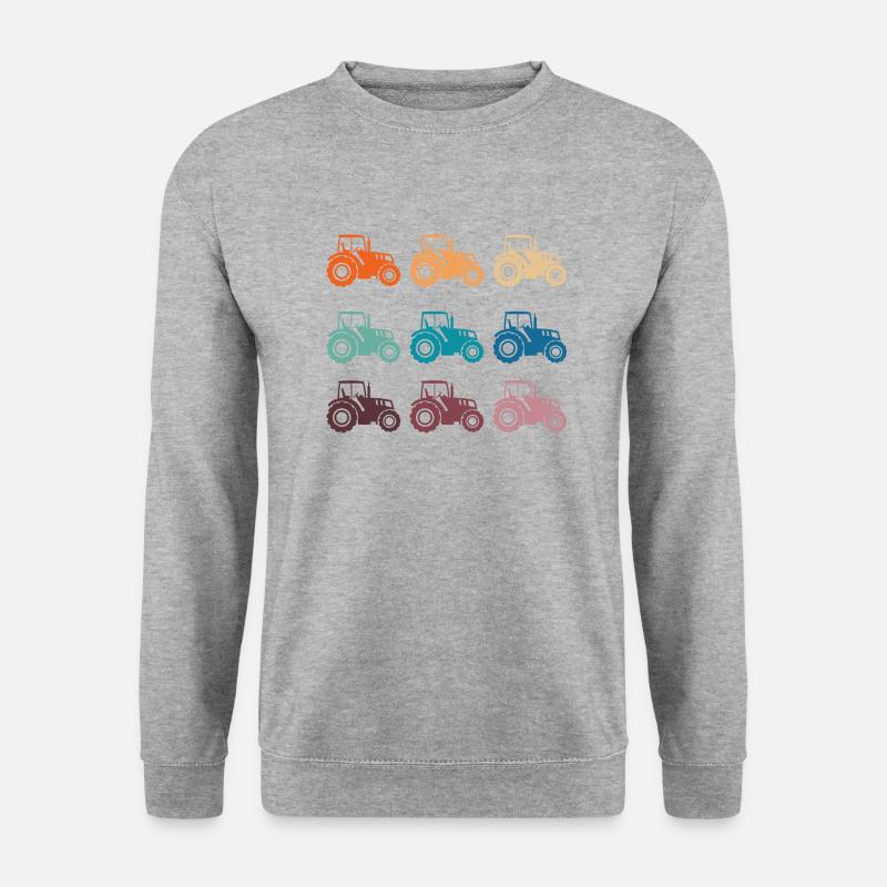 Retro-Traktor - Unisex Pullover - Weißgrau meliert