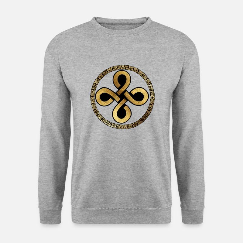 Keltisch15 Pergament mit schwarzem Hintergrund - Unisex Pullover - Weißgrau meliert