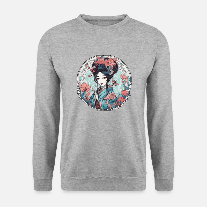 Geisha - Unisex Pullover - Weißgrau meliert