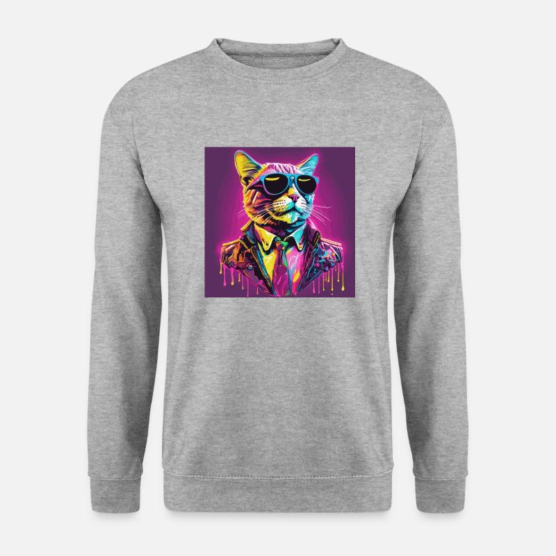 Neon Cat - Unisex Pullover - Weißgrau meliert